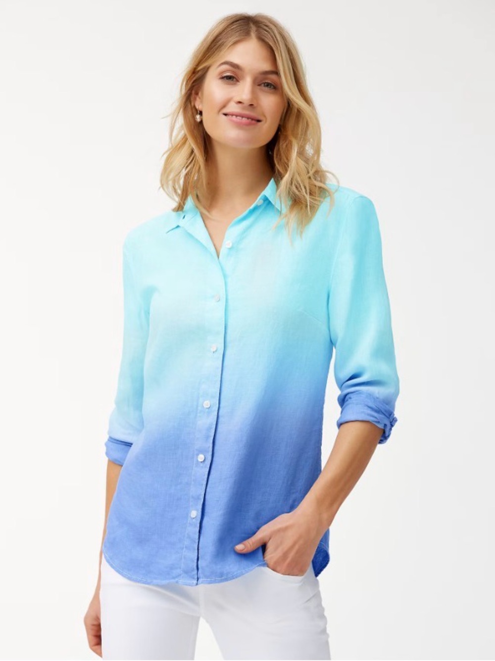 Tommy Bahama Two Palms Dip-dye Linen Button-up